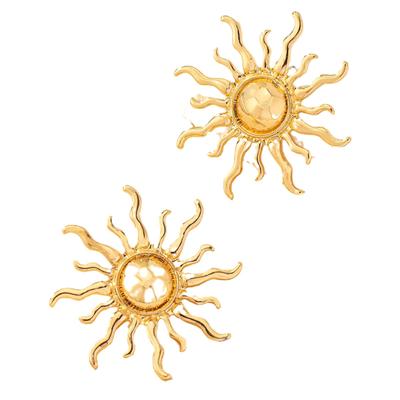 1 Par de Brincos Longos Vintage Cor Dourada Sol Para Mulheres Meninas Brincos de Personalidade Acessórios de Joias Presentes