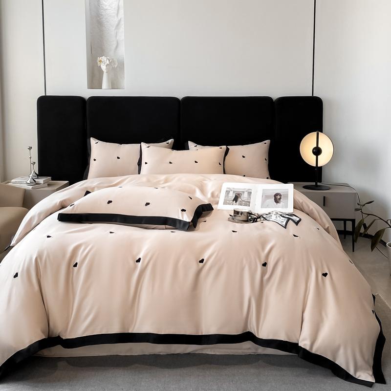 Simple light luxury Class A maternal and infant grade 4pcs set embroidered quilt cover bed sheet sleeping naked bedding 3pcs set