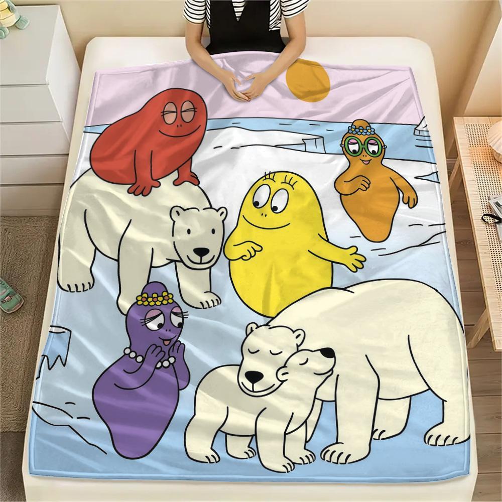 Barbapapa Flannel Blanket, High quality Comfortable for All Seasons, Home Decor, Warmth and Comfort