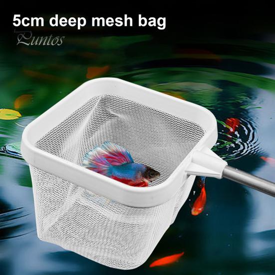 Fisknät med teleskopiskt handtag i rostfritt stål, djupare nätpåse, fisknät, fyrkantigt fisknät för räkor, fiskbebisar, matrester