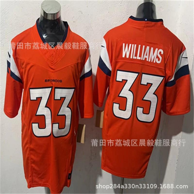 Mens NFL Style Rugby Jersey With Embroidered Numbers 7 Elway 33 Williams 10 Nix 2 Broncos Team