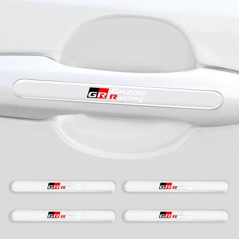 

4Pcs Car Body Protection Strip Auto Door Handle Bowl Anti-Scratch Sticker For Toyota Corolla RAV4 Yaris Hilux GR Gazoo Racing