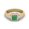 6 MM Square Emerald Halo Accent 925 Sterling Silver Gold Vemreil Women Wedding Engagement Ring