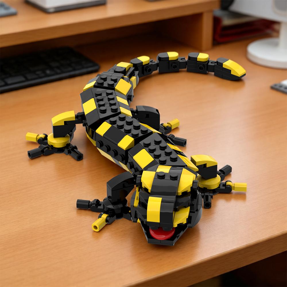MOC Tier Feuersalamander Bausteine Sets Konstruktionsspielzeug Haifischmodell DIY Steine Weihnachten Geburtstagsgeschenke