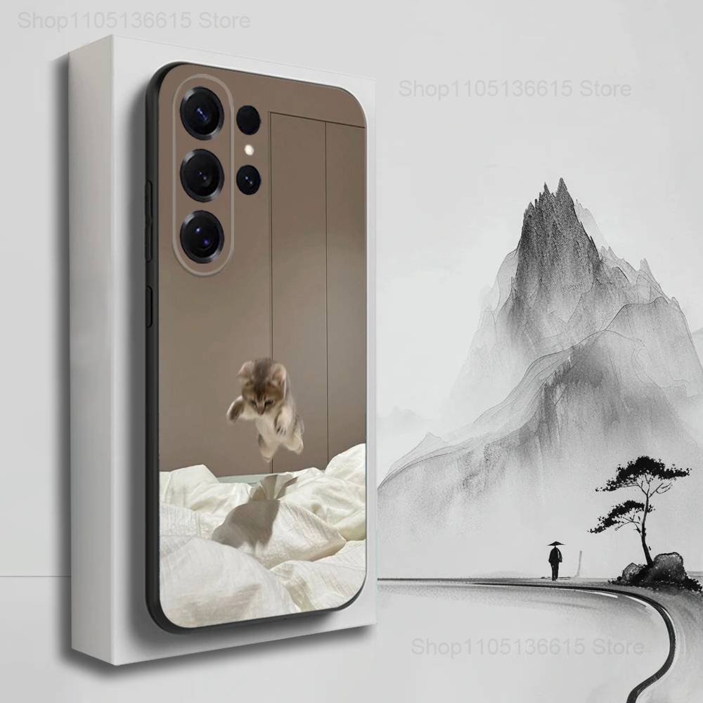 Cute Animals Clingy Cats Phone For Samsung S22,Ultra,S25,S24,S23,FE,Plus,S21,S20,Lite,S10,S9,Soft Silicone Black