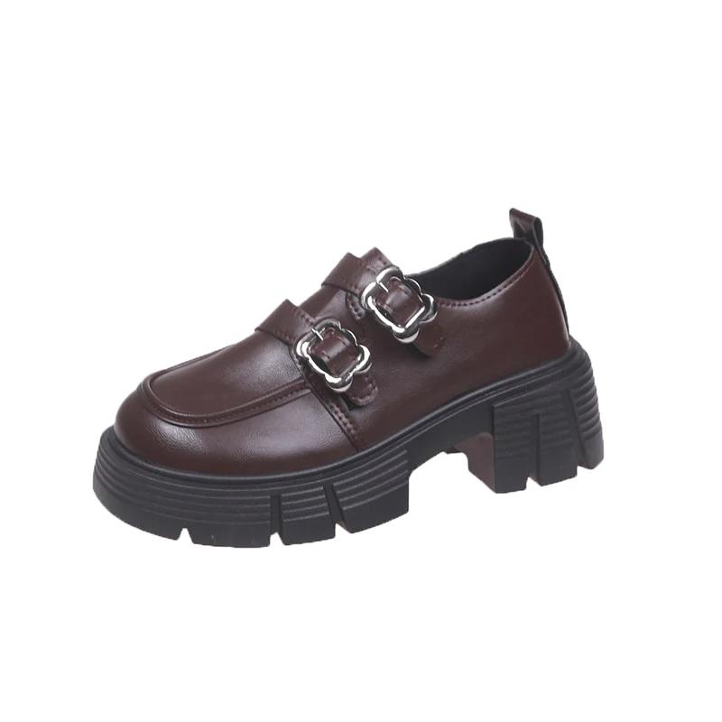 Fashion Women's Shoes 2024 Brand Loafers Women's High Heels Fashion Belt Buckle Office and Career Hot Sale Slip on Solid Platform Heels