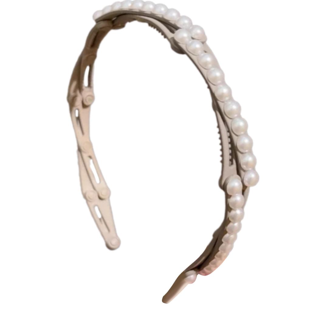 Korean Fashion Portable Hair Hoop For Women Foldable Headband With Anti Slip Designs And Faux Pearls Decoration