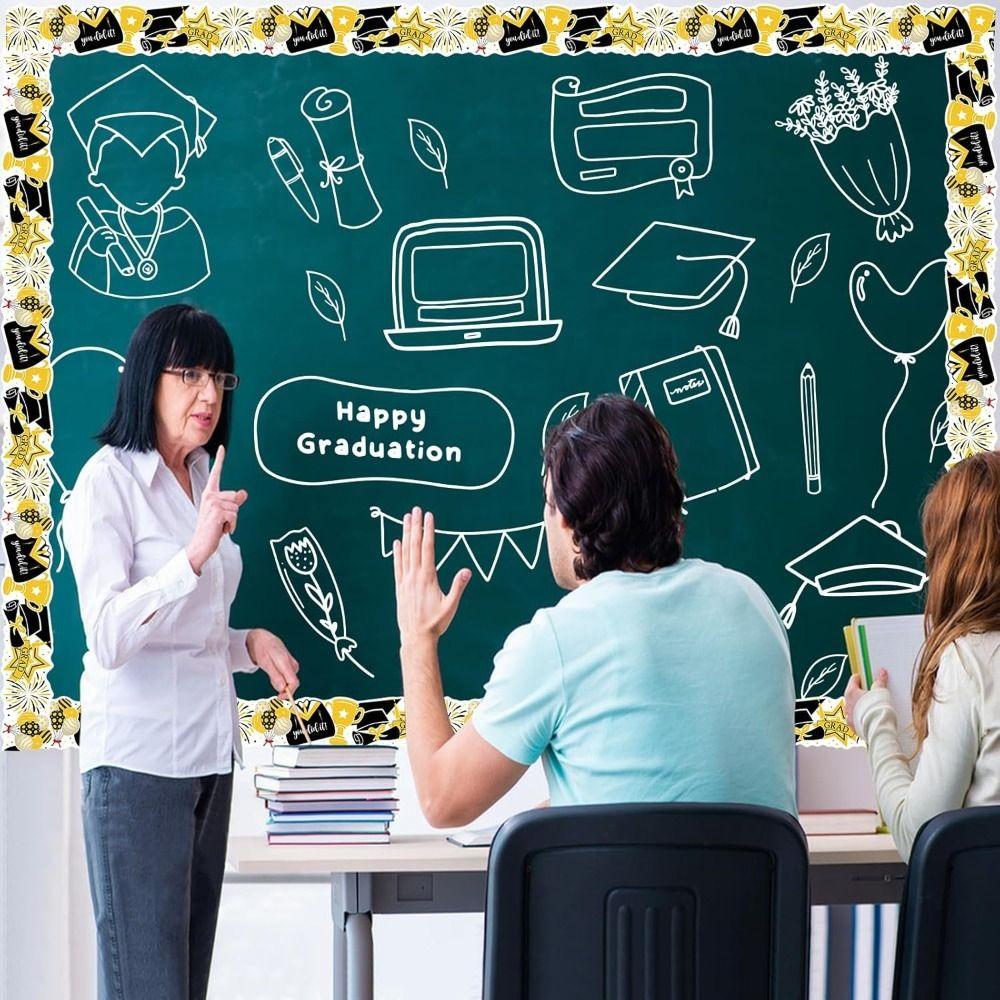 10/21m Wall Decoration Stickers Graduation Season DIY Blackboard Border Stickers Self-Adhesive Photo Frame