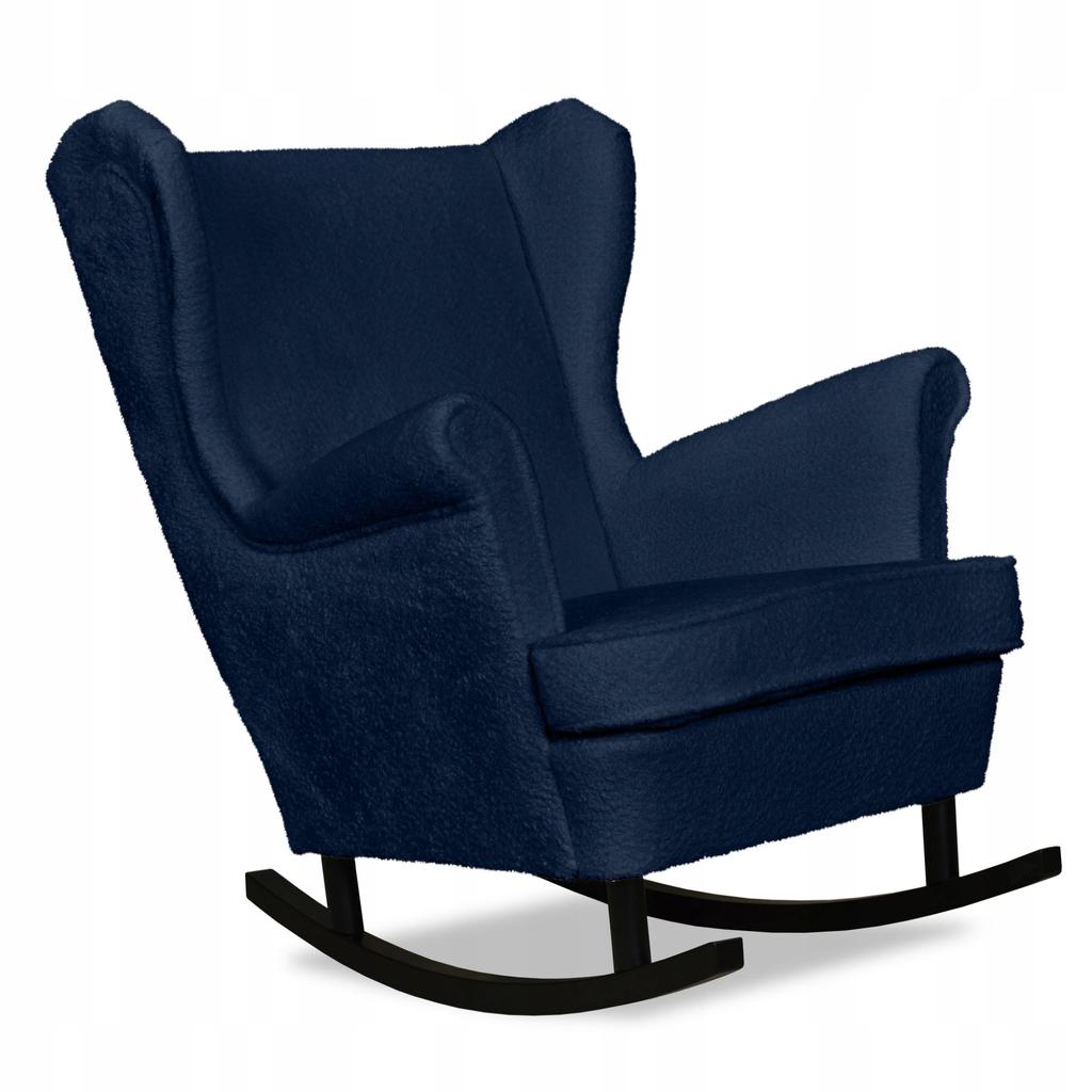 Fotel uszak Bella bujany skandynawski Family Meble granatowy ciemny welurowy