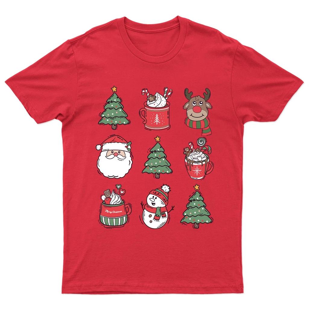Merry Christmas Holiday Illustrations T-Shirt Unisex Gift Retro Funny Womens
