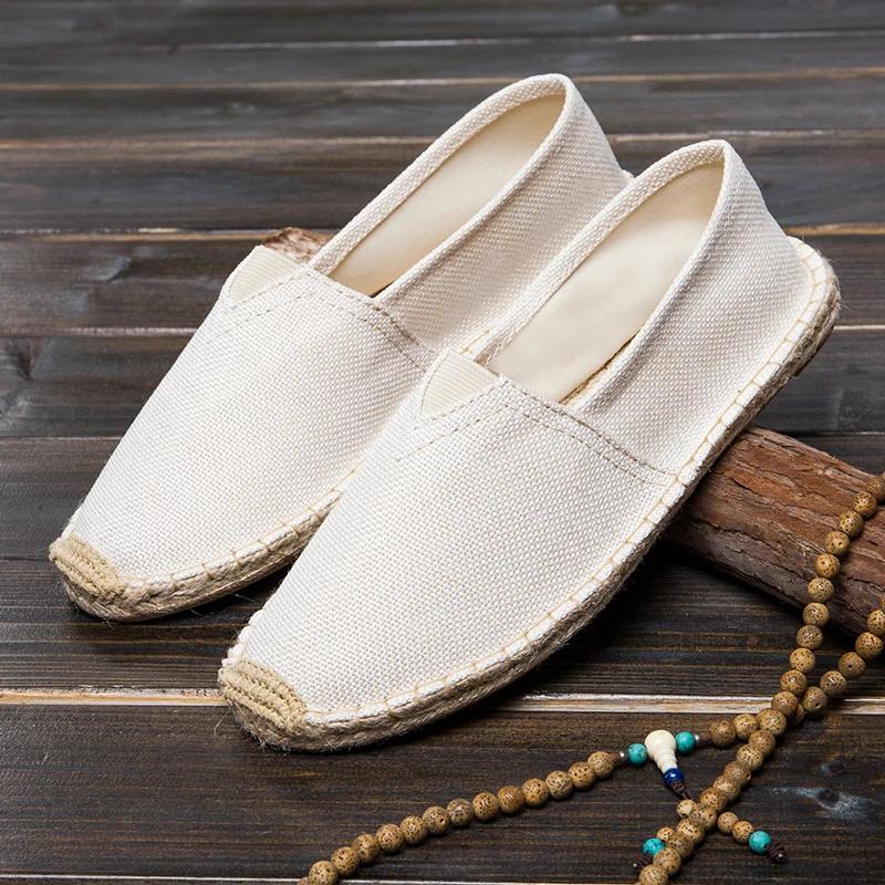 For The Elderly Light Personality Canvas Shoes Lazy Shoes A Slip-on Men Breathable Comfortable Thick Sole Linen Shoes Soft Shoes