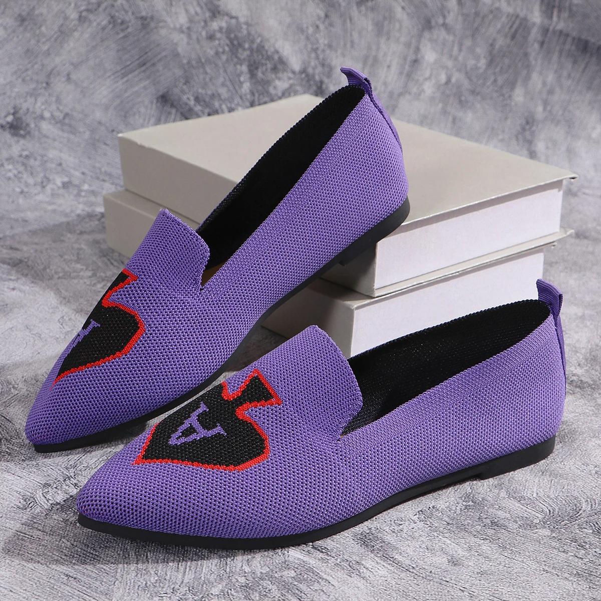 

Мода 2024 Женские Классические Балетки Остроносые Повседневные Женские Лоферы На Мягкой Подошве Плоская Дышащая Обувь 36-43 43 фиолетовый