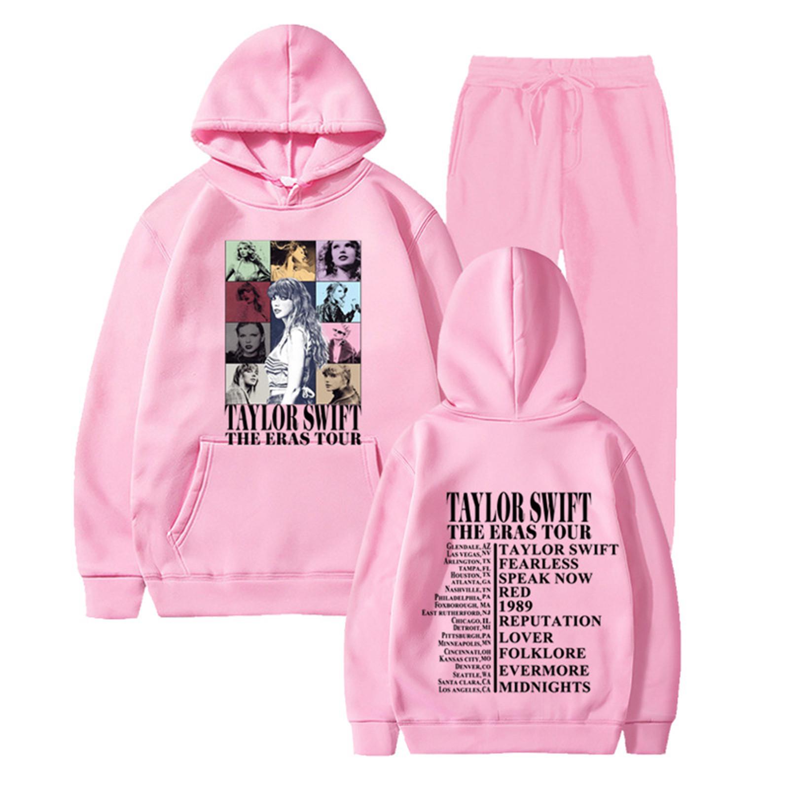 

Womens Plush Long Sleeved Loose Fitting Pullover With Letter Print And Rope Hoodie Two Piece M рожевий