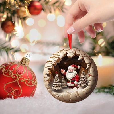 Weihnachtsmann-Anhänger aus Acryl, flach, für Weihnachtsbaumschmuck – weihnachtliche Geschenke, Wandbehänge, Weihnachtsanhänger für Partys und Feiertage