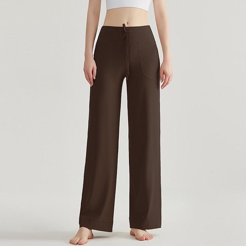 High-Waisted Women s Yoga Pants - Breathable, Slimming, Loose Lace-up, Wide-Leg, Straight Fit L