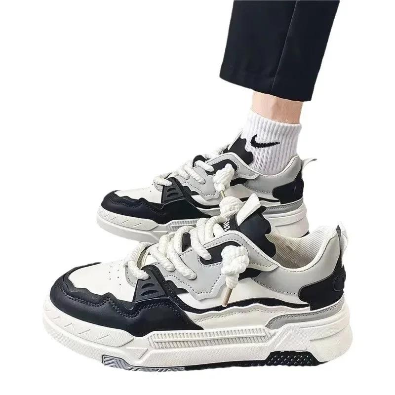Men's Shoes Sneakers Spring New Korean Trendy Casual Lightweight Skateboard Shoes Fashion Lace Up Outdoor Running Shoes