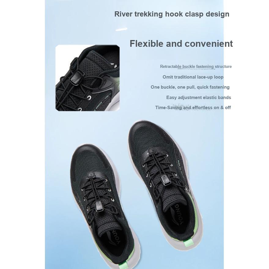 Li Ning Crianças Esportes Tendência Cano Baixo Sapatos Casuais Sapatos Casuais Infantil Preto Verde YKCU038-7