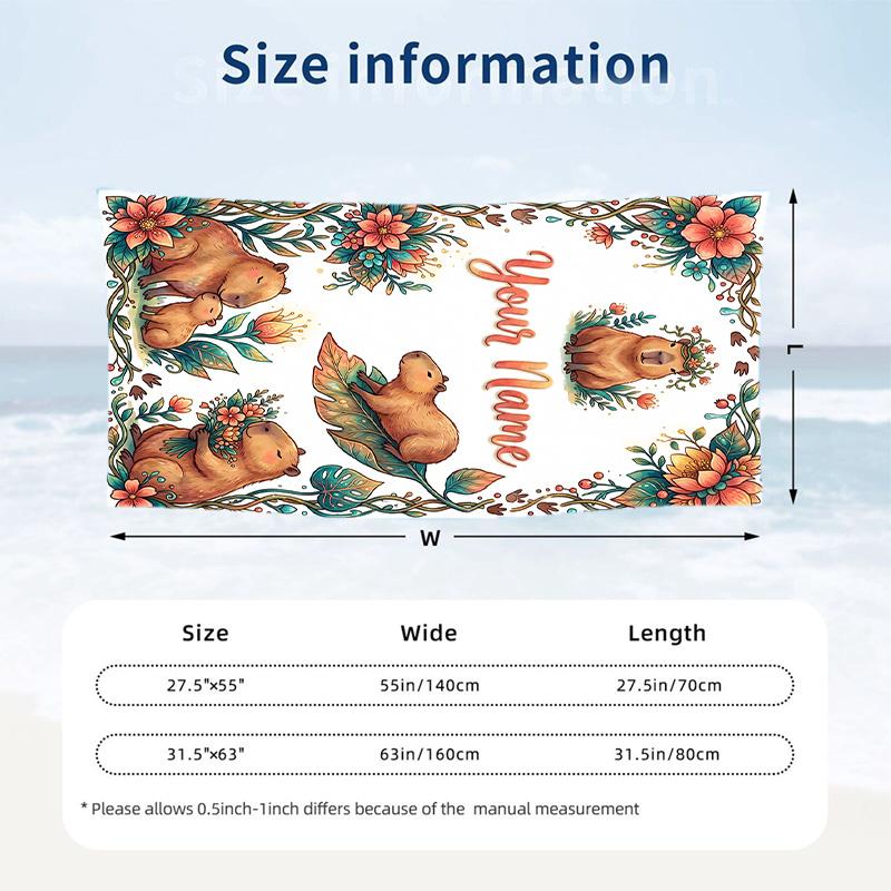 Forest Nature Theme Beach Towel Personalized Custom Name & Text Soft Quick Dry Beach Towel for Swimming Travel