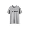 Solid Color Brand Logo Print Crew Neck T-Shirt Men Tops Gray JE1586-041