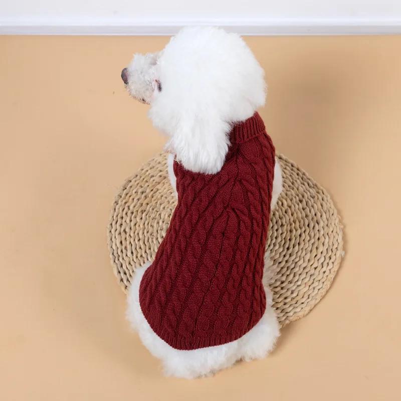 Winter Warm Knitted Dog Sweater Turtleneck Pet Vest Soft Coat for Small Medium Dogs Chihuahua Yorkie Teddy