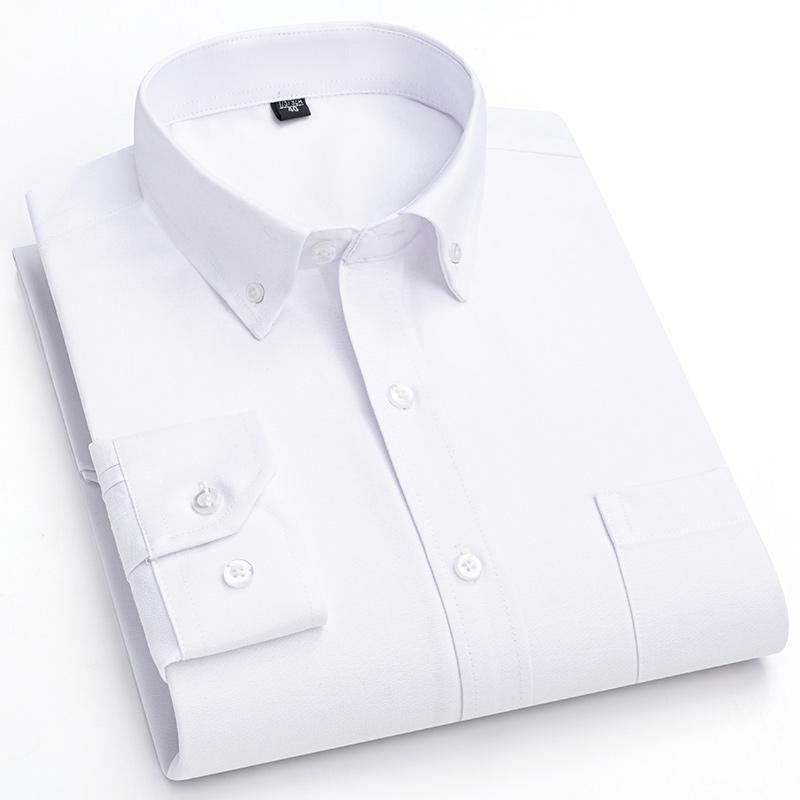 2026 Men Oxford Fashion 100% Cotton  Long Sleeve Casual Slim Solid Color Plaid Print Stripe Formal Dress Shirt Plus Size