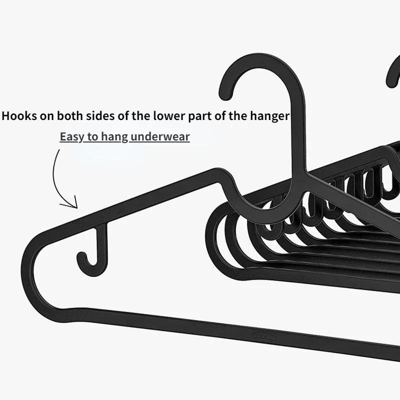 Plastic Hangers Clothes Hanger for Closet,Lightweight Space Saving Laundry Racks,Durable Black Coat Rack with Hook for Home Dorm
