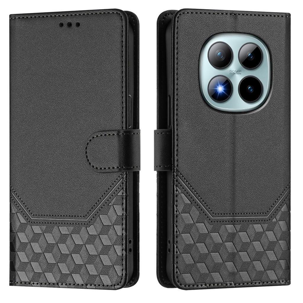 For Xiaomi Redmi Note 15 Pro+ 5G Case Imprinted Honeycomb RFID Blocking Leather Phone Cover with Strap