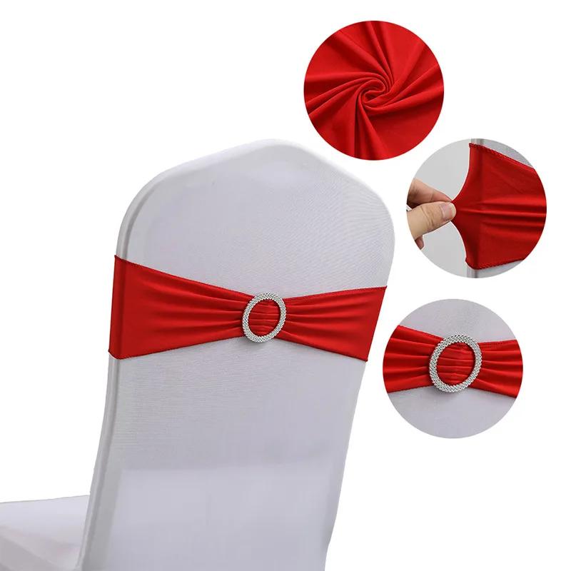 10/50 Pcs Polyester Spandex Chair Sashes Bands Stretch Chair Ties Bows with Buckle Slider for Wedding Banquet Party Decoration