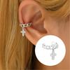 Luxurious Zircon Wave Cross Non-Pierced Ear Clips with Full Diamond Design for Women