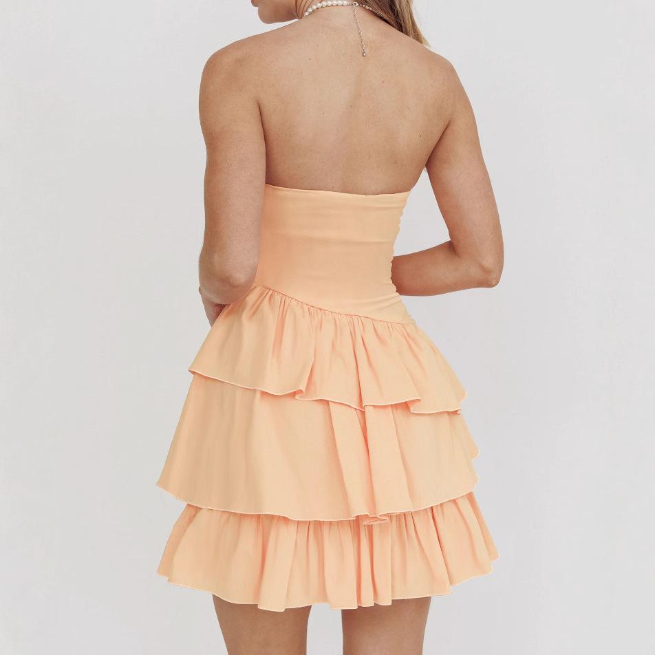 New Summer Women's Dress European and American Style Hot-selling Sleeveless Tube Top Off Shoulder Sexy Slim-fitting Dress