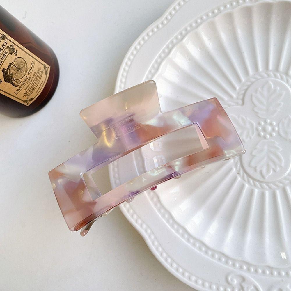 French Style Acetic Acid Hair Clip Colorful Shark Clip Rectangular Hollow Hair Claw Female
