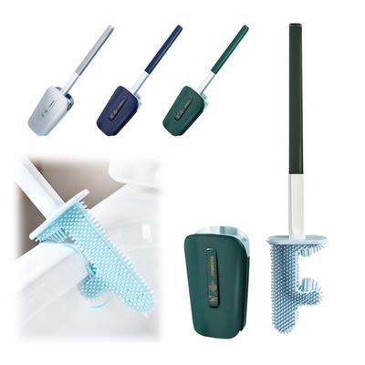 No Dead Angle Cactus Toilet Brush Leak-proof Water Belt Base Flat Head Flexible Soft Brush With Quick-drying Bracket Set