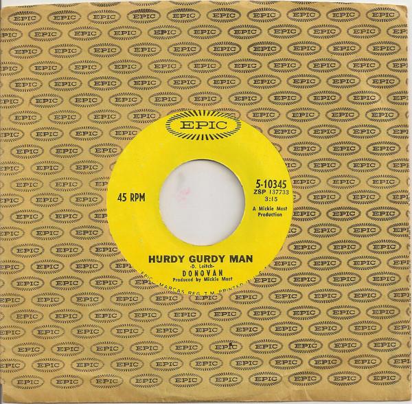 

7inch Record DONOVAN - Hurdy Gurdy Man / Teen Angel 510345 Epic 1968 Canada Rock Used