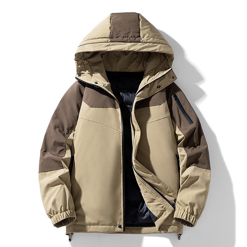 

Down jacket men s winter new Korean version of couple outdoor hooded white duck down cold-resistant thickened warm jacket M