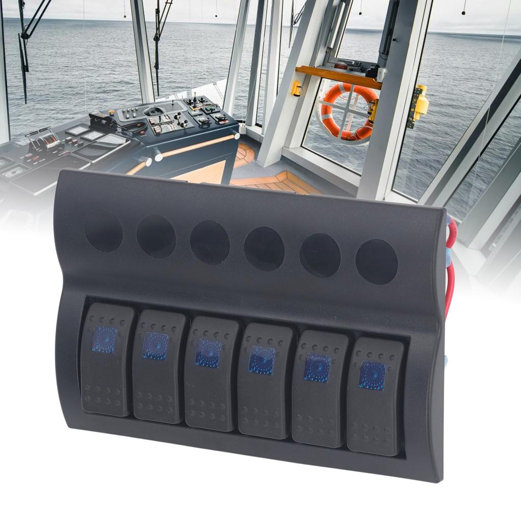 Electrical Switch Panel 6 Gang Pre Wired Blue LED Switch Control Panel with Overload Protector for B