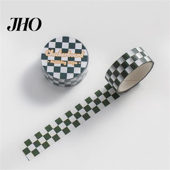 Farbiges Klebeband 1 Rolle Washi Klebend Haftend Klarer Druck Abziehbar Papier Lichtbeständig Scrapbooking Schachbrettmuster für Kinder Dekorativ