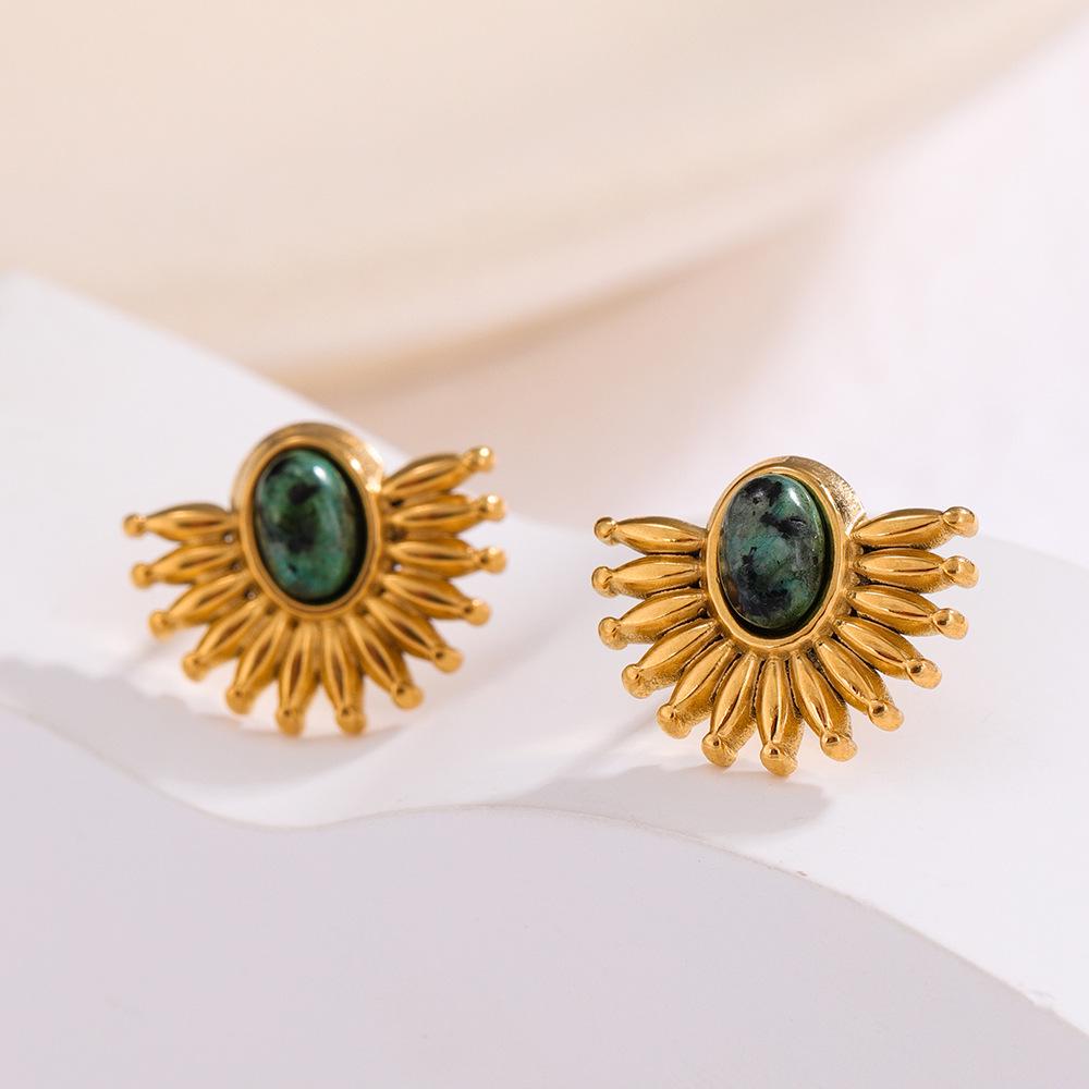 

Серьги-пусеты Maillard Retro Floral с драгоценными камнями - Красочная геометрическая нержавеющая сталь