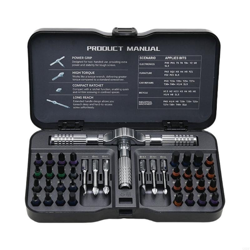 Ratcheting Screwdriver Set Ergonomic Handle with Portable Storage Case Tool