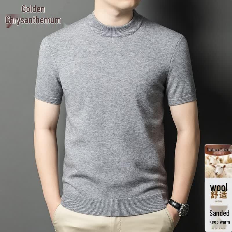 

Men s Half-High Collar Short-Sleeve Wool-Blend Knit T-Shirt M (165cm)