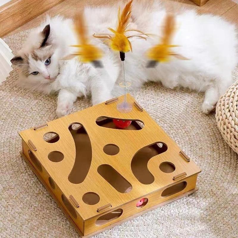 Funny Composite Board Cats Play Set with Track System 3 Balls Teaser Wand for Safe and Healths Pet Fun