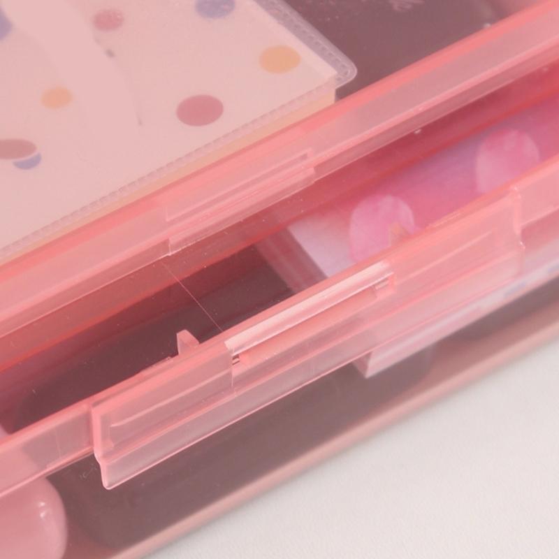 High Capacity Pencil Case Double Layer Pen Storage Box Portable Pen Organizers Clear Colored Pencil Case for Kid Student