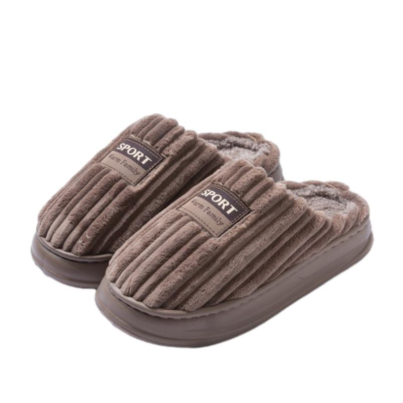 Large Size Cotton Slippers for Men in Autumn and Winter, Indoor Home Anti Slip and Warm Plush Thick Bottom Cotton Slippers for Men