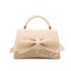 One shoulder crossbody portable texture bow women's temperament spring new simple fashion small square bag