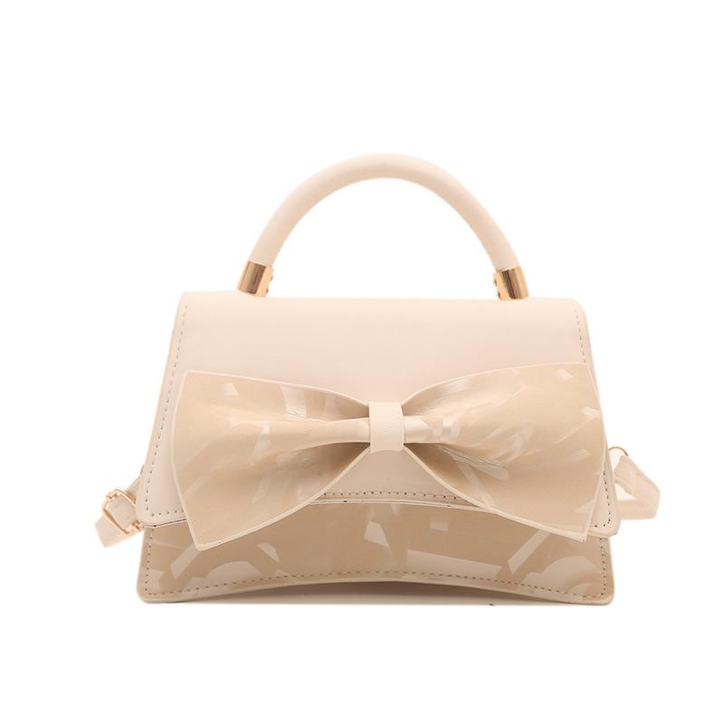 One shoulder crossbody portable texture bow women's temperament spring new simple fashion small square bag