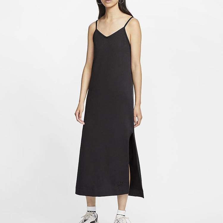 Nike Sleeveless Dresses Women's Black Boat Neck Thin Long CJ3751-010