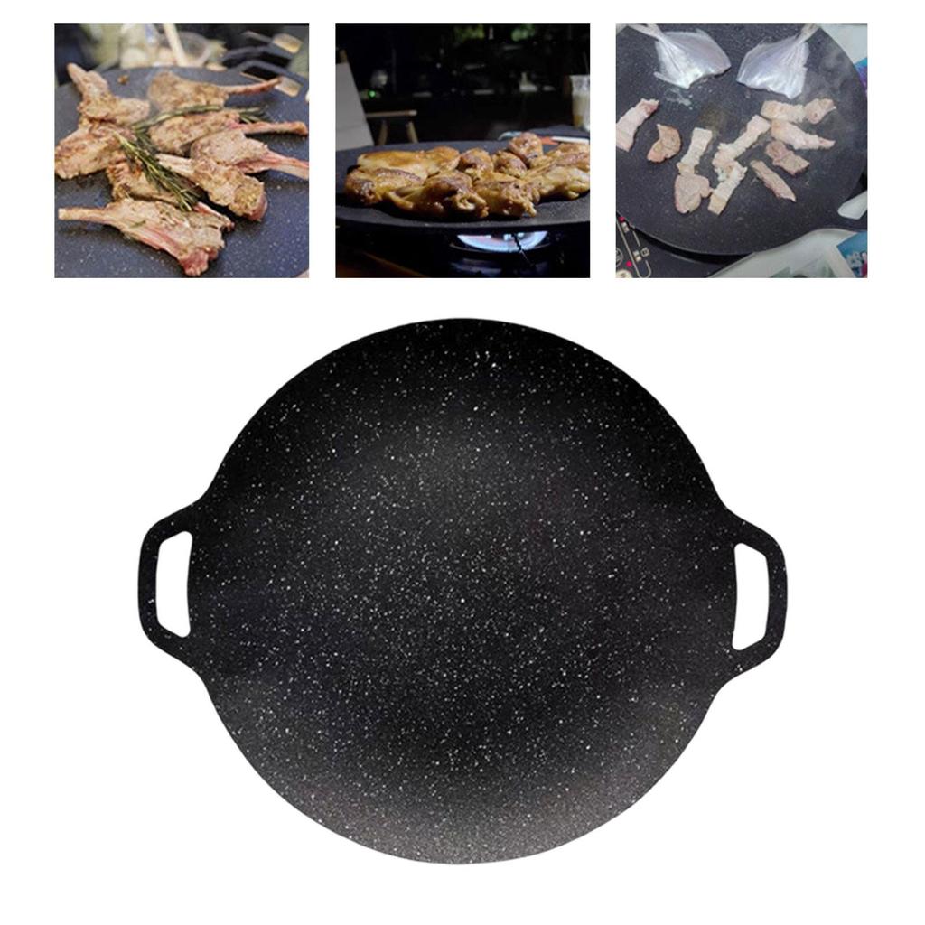 Korean BBQ Grill Pan Cooking Meat Steak Non- Coating Round Frying Roasting for Outdoor