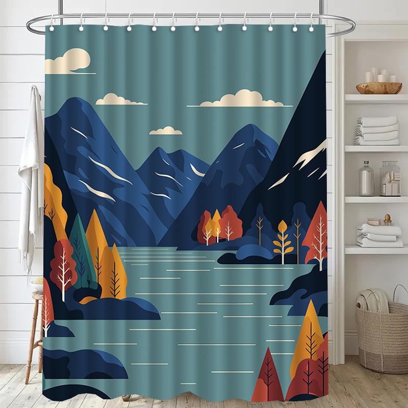 Halloween Ghosts Washable Dirt-Resistant Shower Curtain Shower Head Waterproof Polyester Bath Curtain For Home Decor Accessories