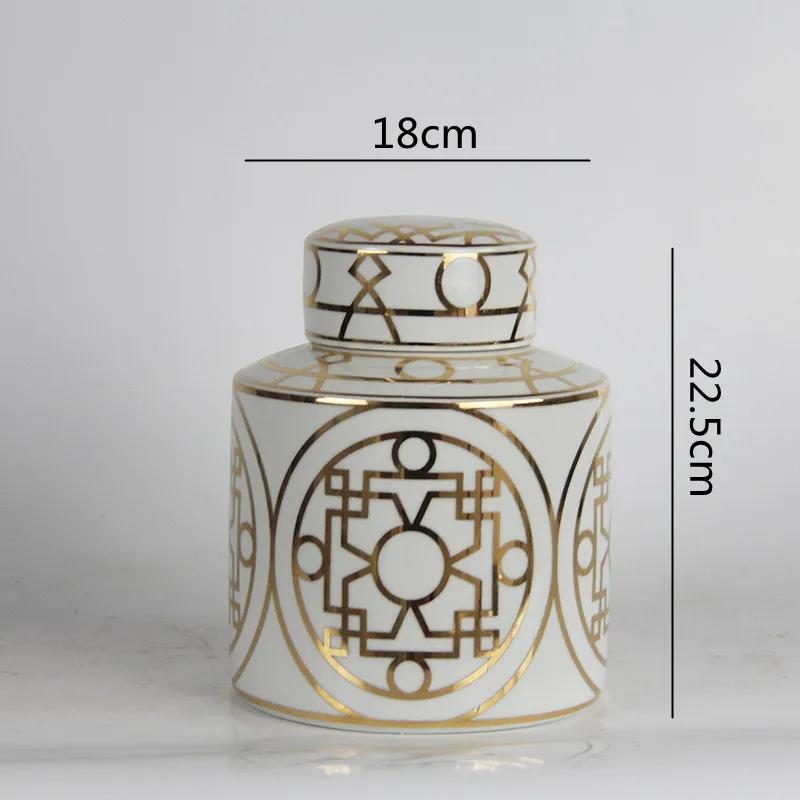 Gold Grain Ceramic Cylinder Tank Airtight Storage Jar General Jar Vase Tissue Box Ceramic Handicraft Ornaments Vintage Bottle