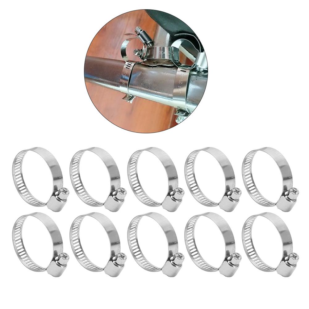 10Pcs 3.5cm Drive Hose Clamps Stainless Steel Water Square Pipe Fastener Buckle