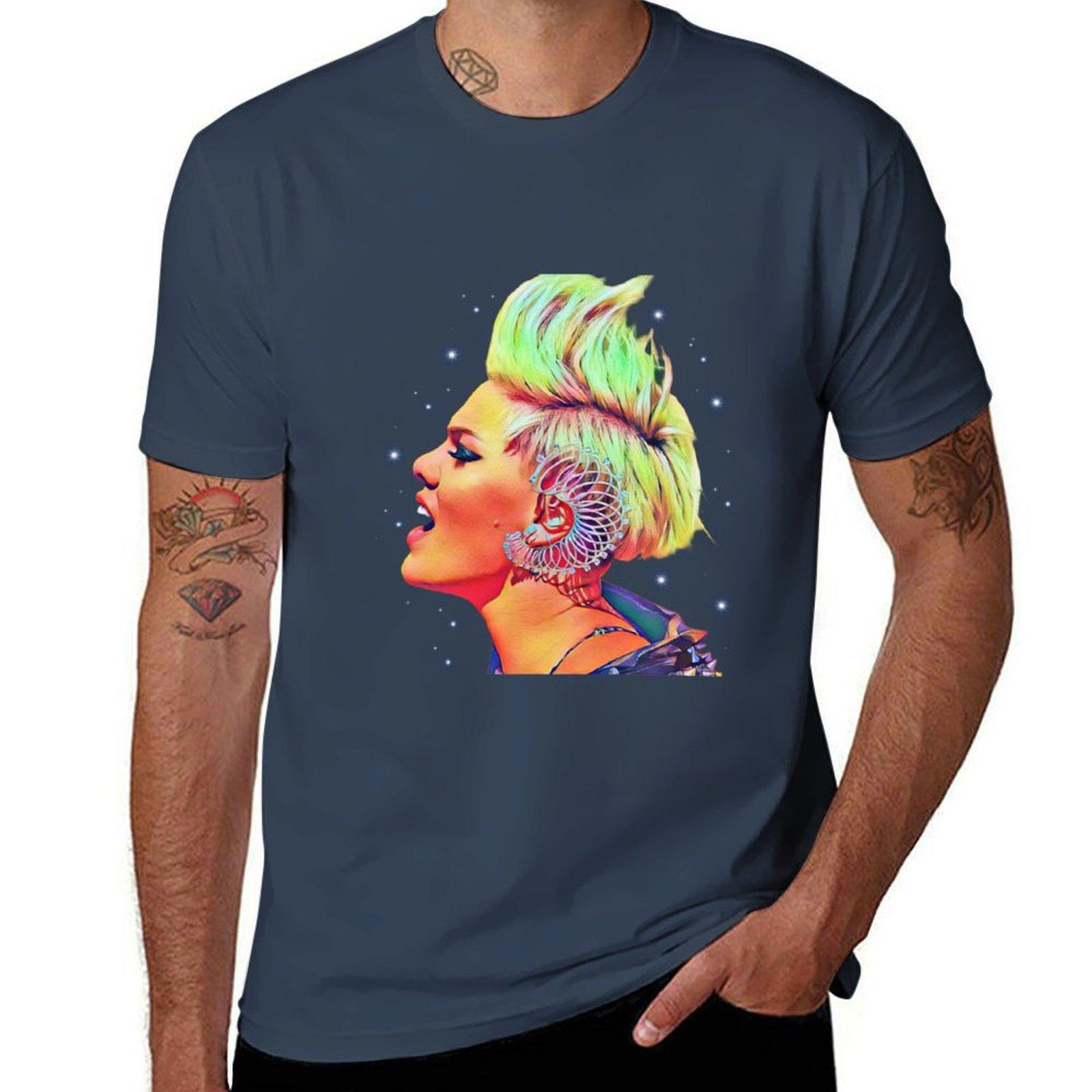 

Pink Beautiful Trauma 2019 illustration TShirt Basic Plain Tee for Spring and Summer S